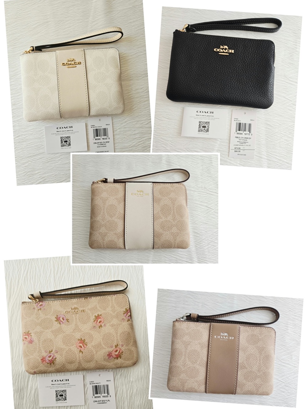Coach Wallet Córner Zip Wristlet Lot 5 Pzas